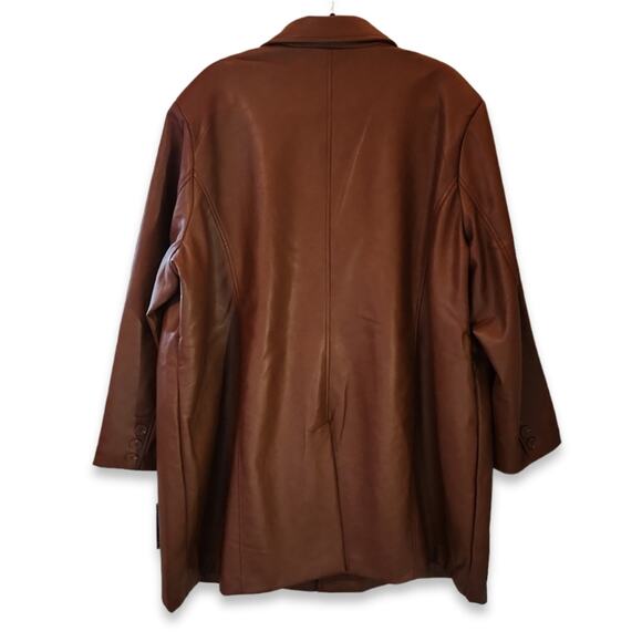 NWT Brown Vegan Leather Trench Coat With the Girls By Avec Les Filles Size 3X - Picture 5 of 15